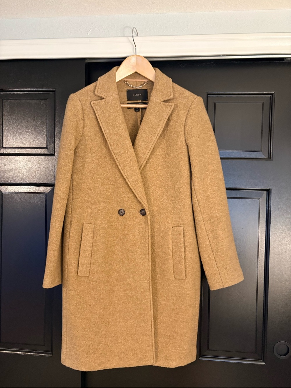 J. Crew Italian wool Camel Wool-Blend Double-Breasted Peacoat - Picture 2 of 3